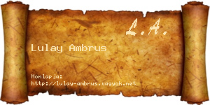 Lulay Ambrus névjegykártya